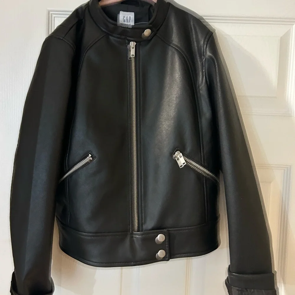 GAP girl black moto Leather Jacket NWOT